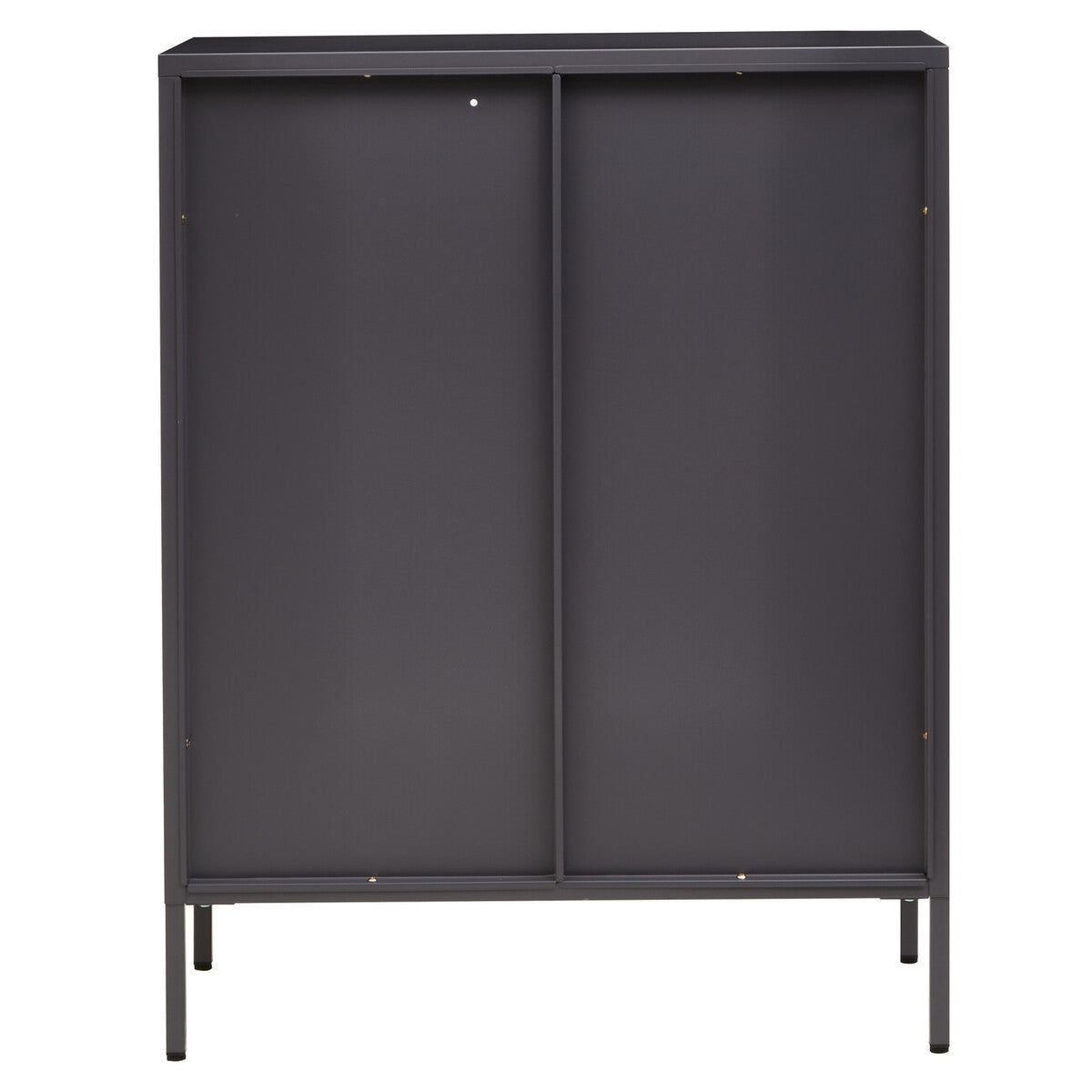 Acier Grey Metal and Glass Two Door Cabinet with Adjustable Shelves
