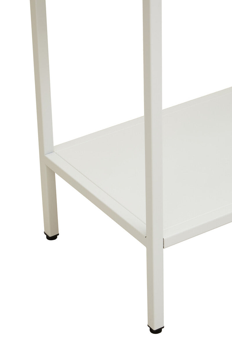 Acier White Metal and Glass Two Door Cabinet with Open Lower Shelf