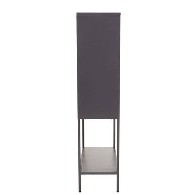 Acier Grey Metal and Glass Two Door Cabinet with Open Lower Shelf