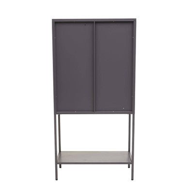 Acier Grey Metal and Glass Two Door Cabinet with Open Lower Shelf