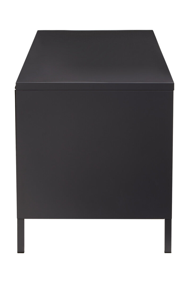 Acier Black Metal and Glass Two Door Media Unit with Open Shelves