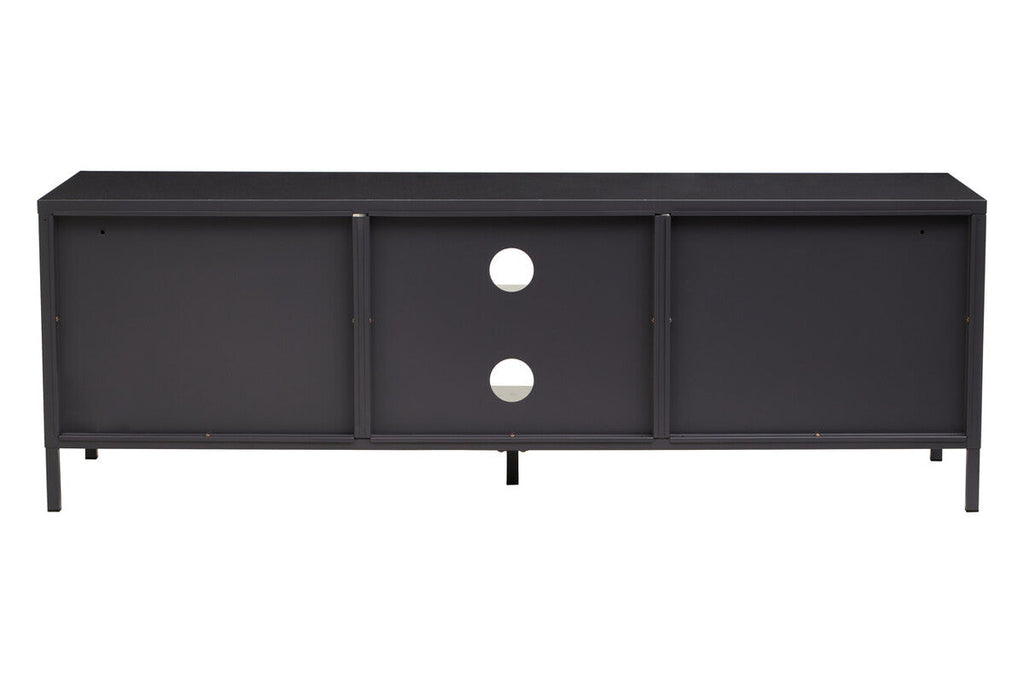 Acier Black Metal and Glass Two Door Media Unit with Open Shelves