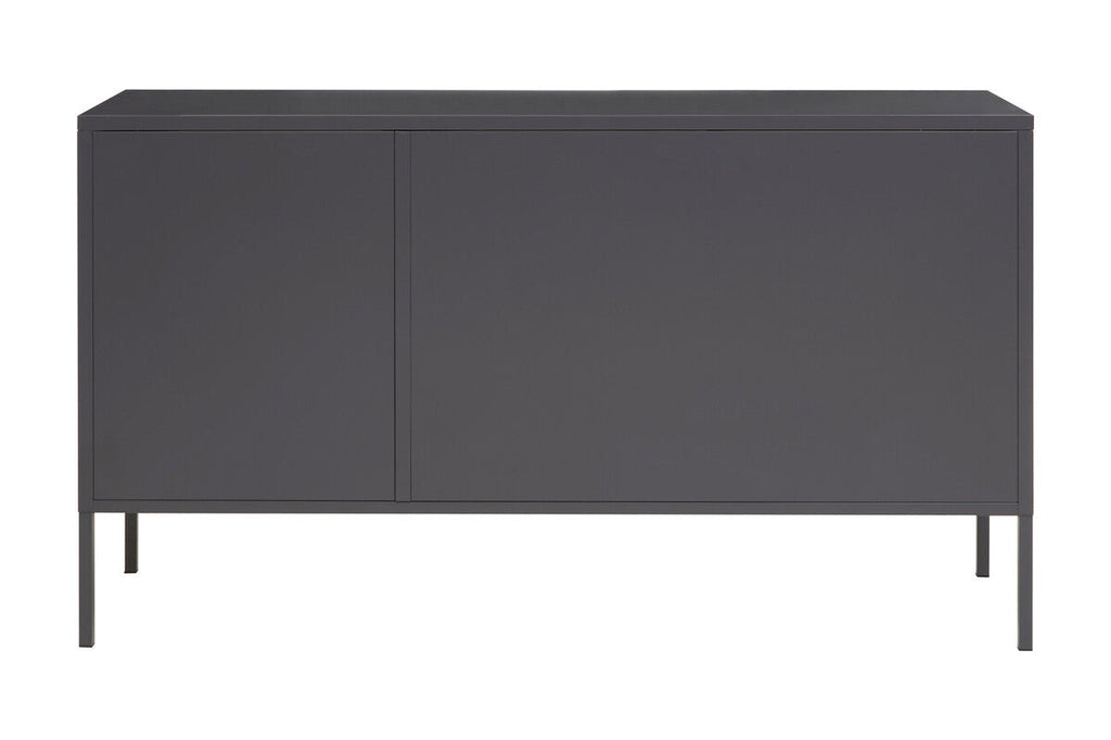 Acier Grey Metal and Glass Three Door Sideboard with Adjustable Shelves