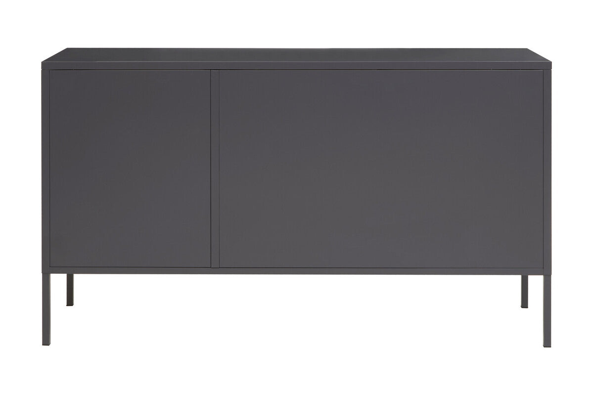 Acier Grey Metal and Glass Three Door Sideboard with Adjustable Shelves