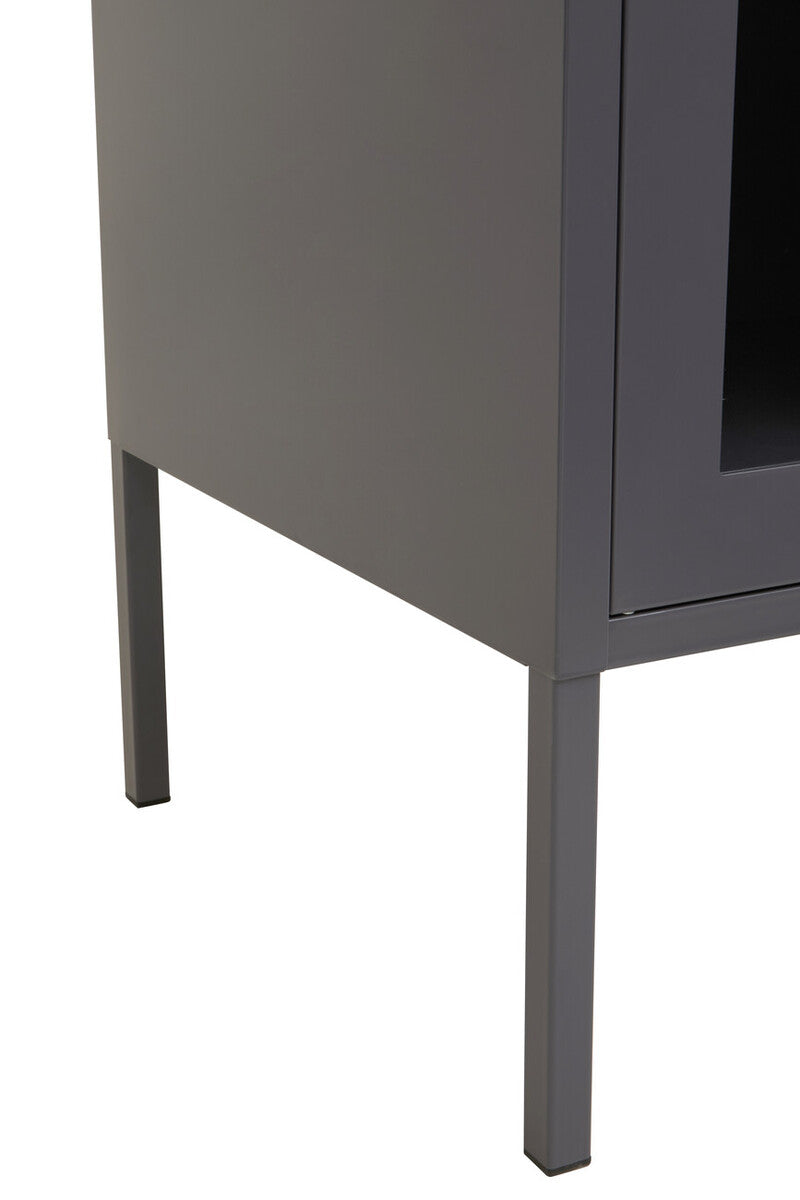 Acier Grey Metal and Glass Three Door Sideboard with Adjustable Shelves