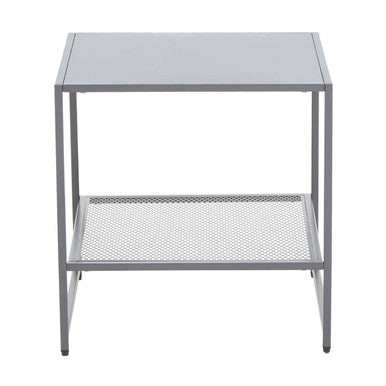 Acero Grey Metal Square Side Table with Mesh Shelf