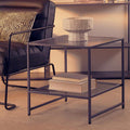 Acero Grey Metal Square Side Table with Mesh Shelf