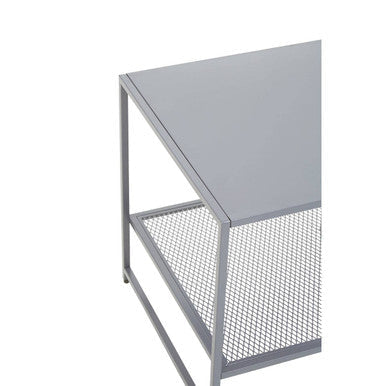 Acero Grey Metal Square Side Table with Mesh Shelf
