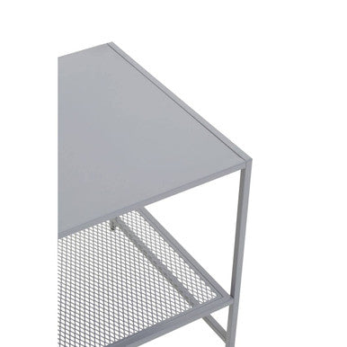 Acero Grey Metal Square Side Table with Mesh Shelf