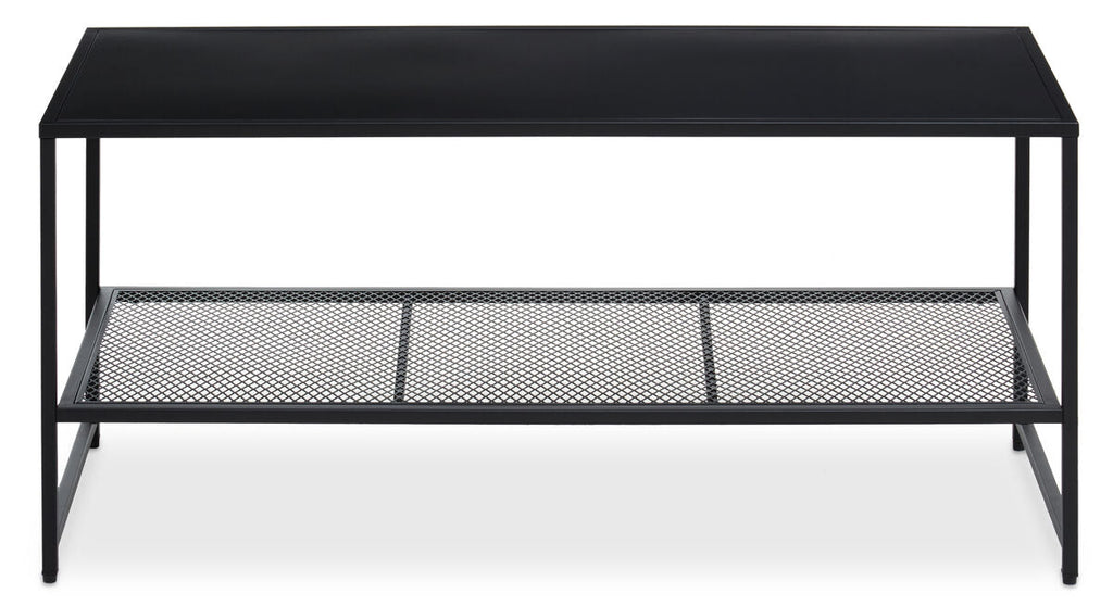 Acero Black Metal Coffee Table with Mesh Shelf