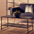 Acero Black Metal Coffee Table with Mesh Shelf