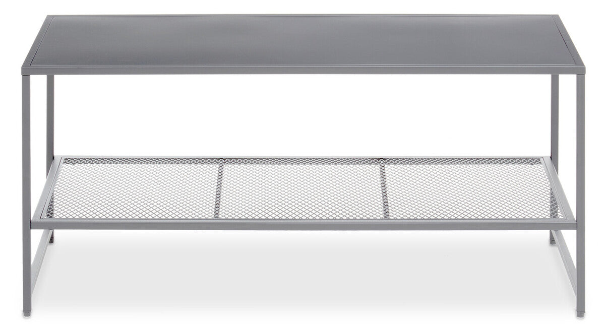 Acero Grey Metal Coffee Table with Mesh Shelf