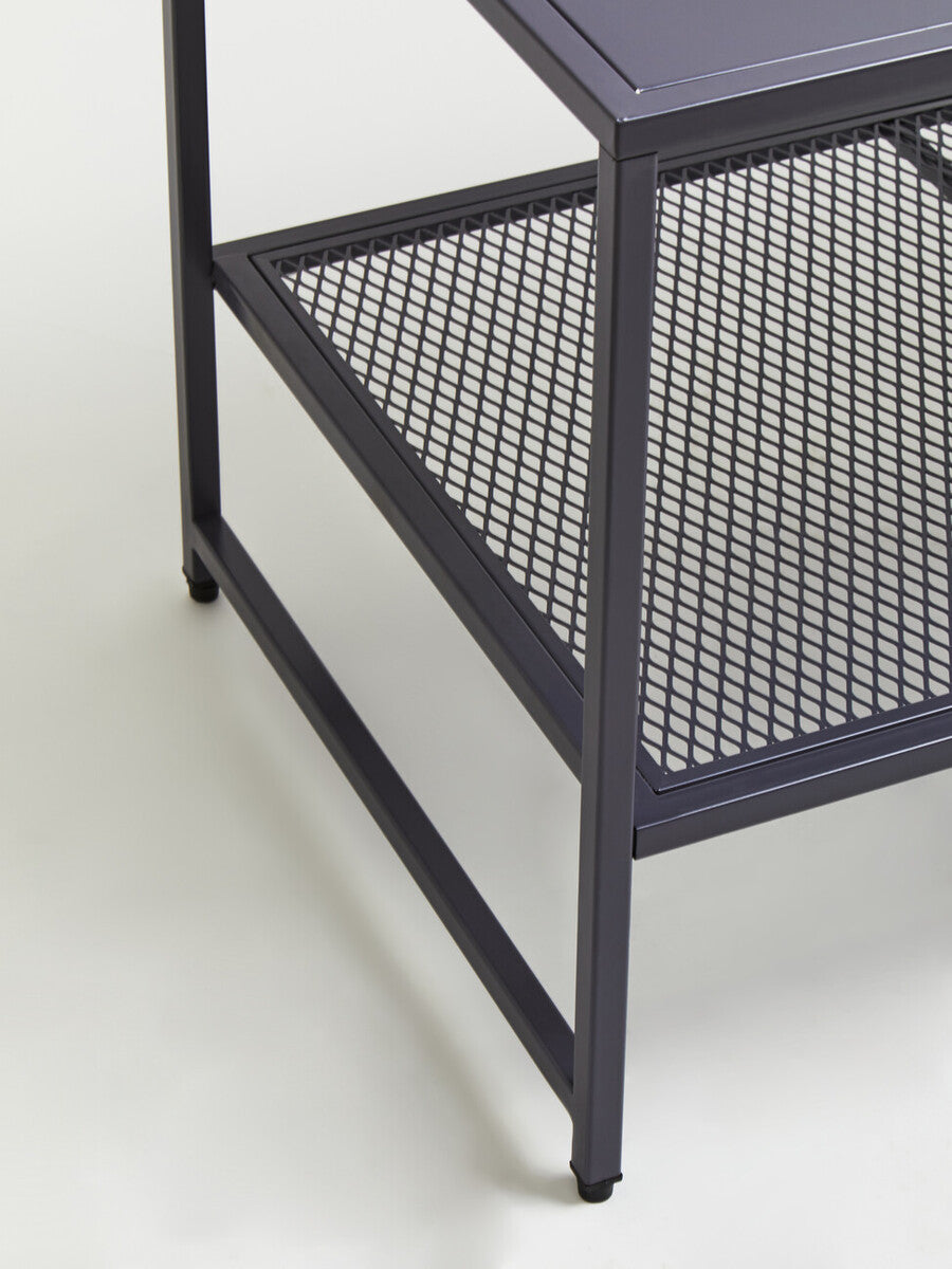 Acero Grey Metal Coffee Table with Mesh Shelf