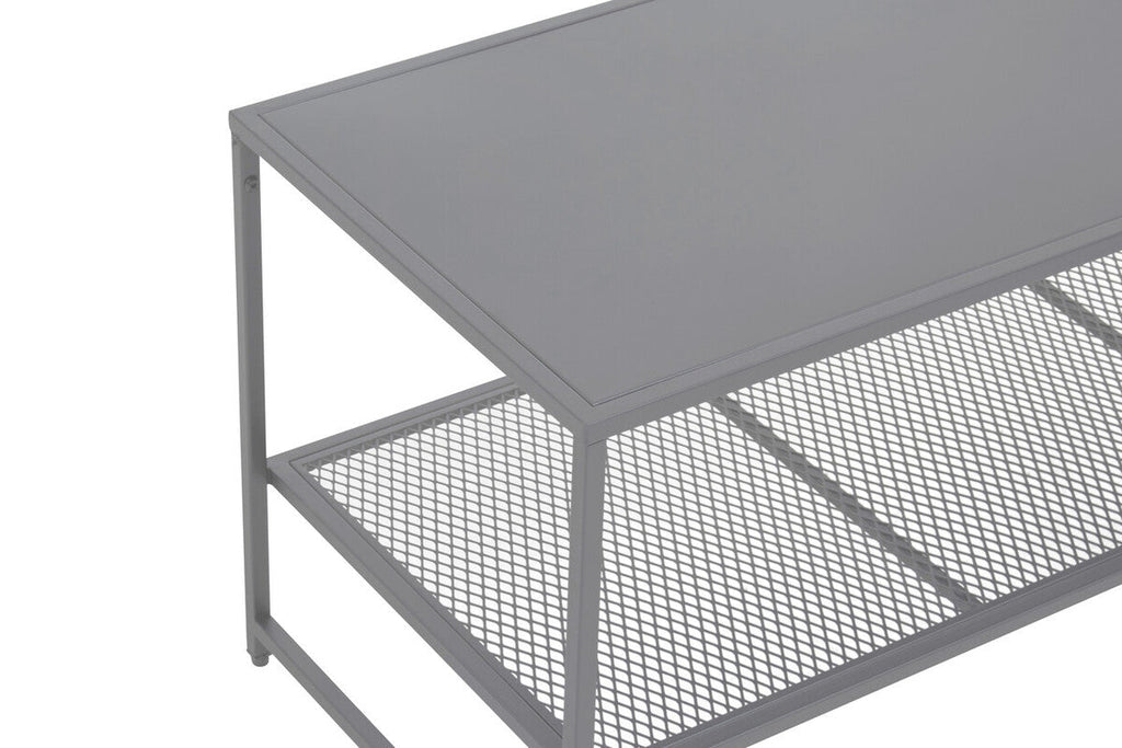 Acero Grey Metal Coffee Table with Mesh Shelf