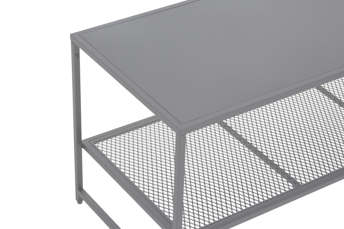 Acero Grey Metal Coffee Table with Mesh Shelf