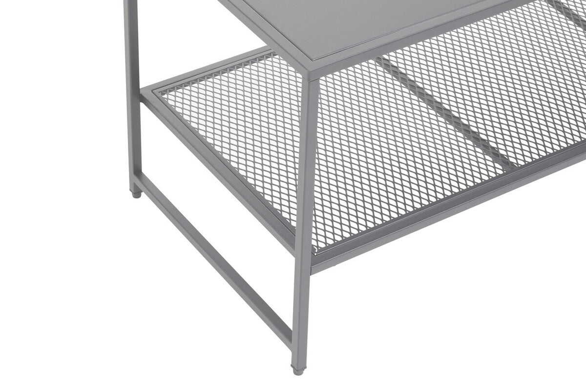 Acero Grey Metal Coffee Table with Mesh Shelf