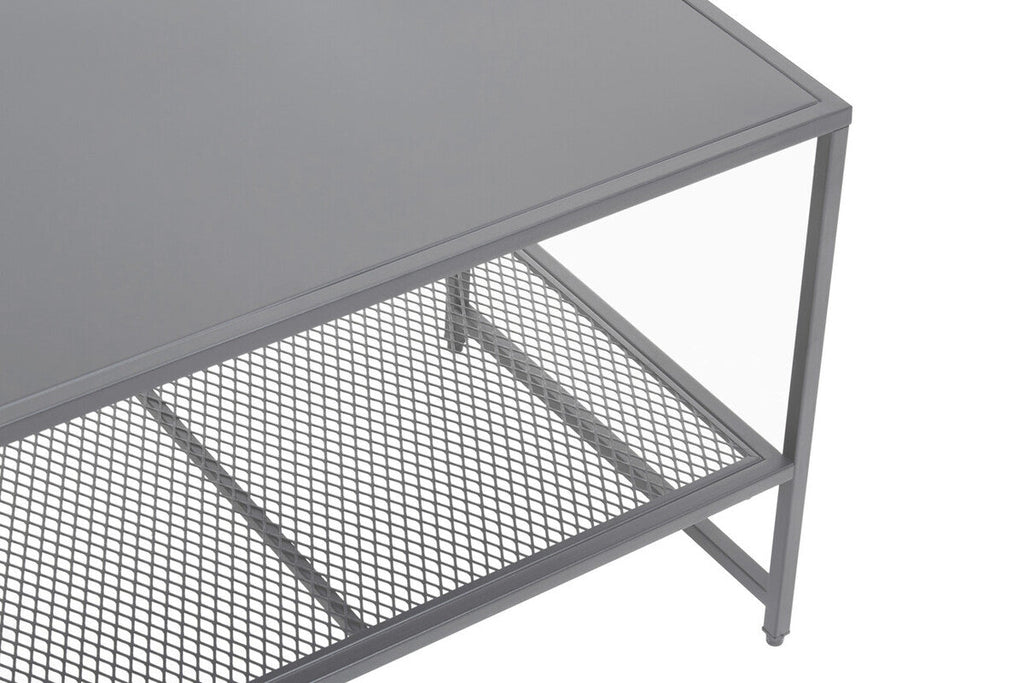 Acero Grey Metal Coffee Table with Mesh Shelf