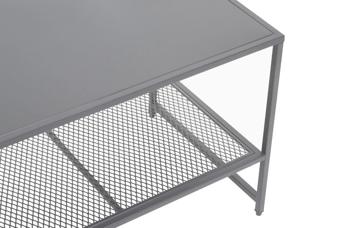Acero Grey Metal Coffee Table with Mesh Shelf