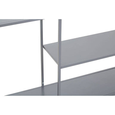 Grey Metal Console Table with Rectangular Top and Two-Tier Open Shelf Storage, Acero