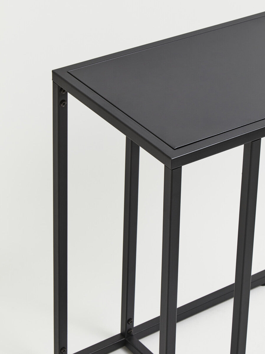 Acero Black Metal C-Shaped Side Table