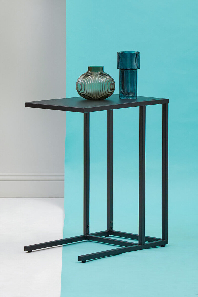 Acero Black Metal C-Shaped Side Table