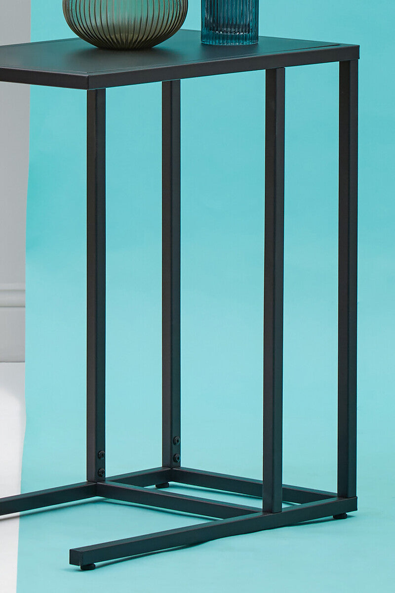 Acero Black Metal C-Shaped Side Table