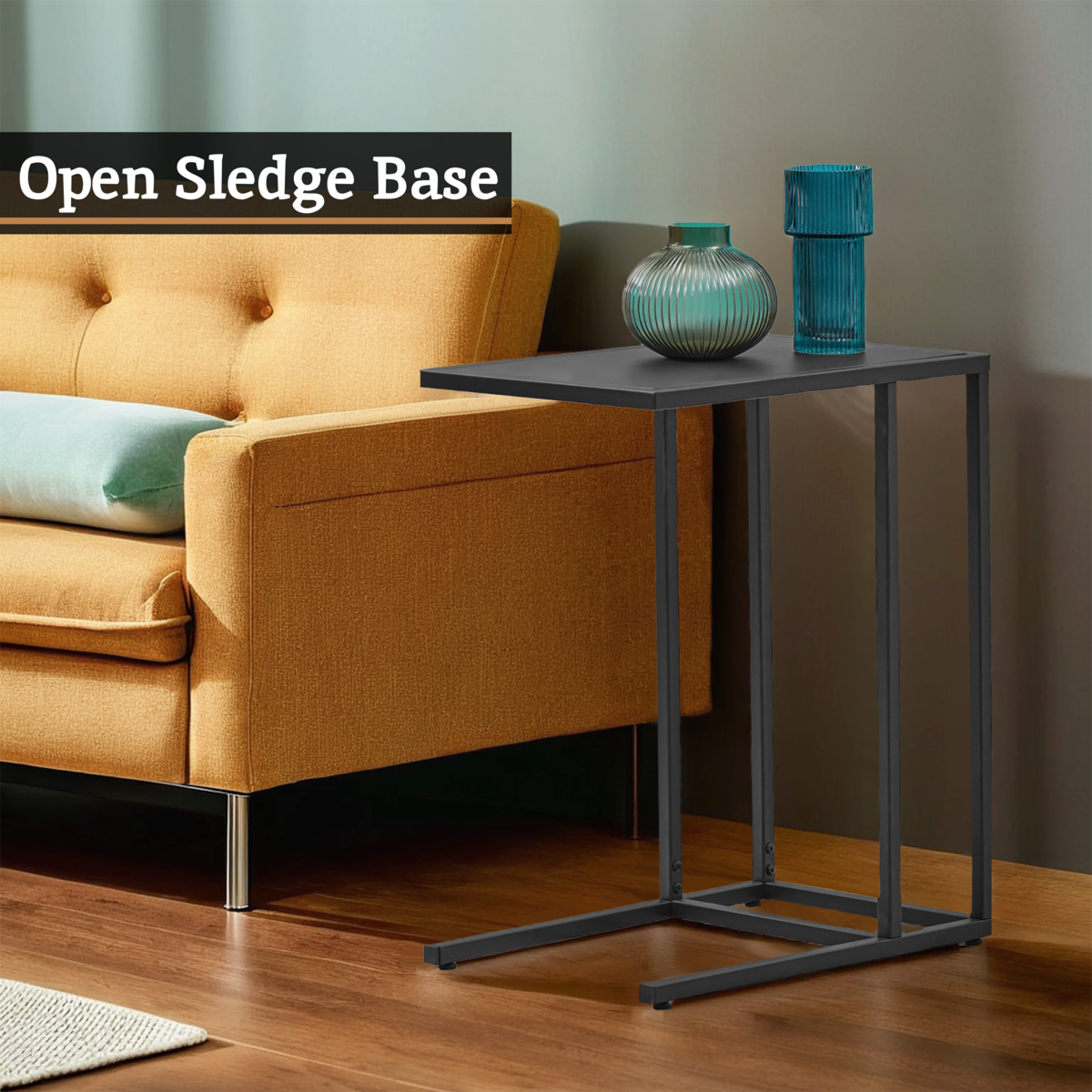 Acero Black Metal C-Shaped Side Table