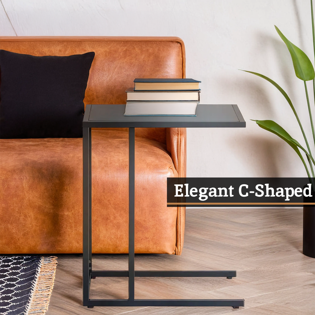 Acero Black Metal C-Shaped Side Table