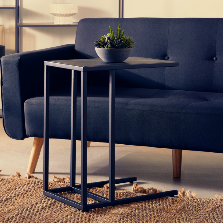 Acero Black Metal C-Shaped Side Table