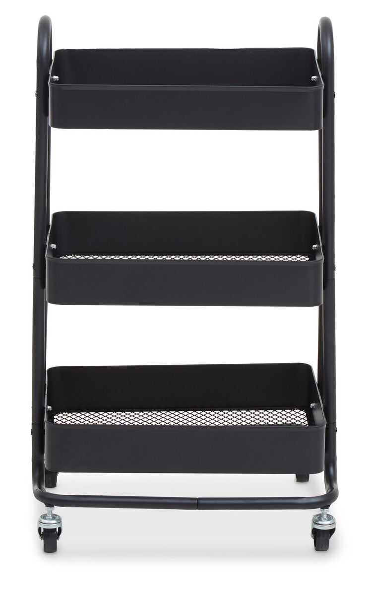 Acero Black Metal Three Tier Trolley