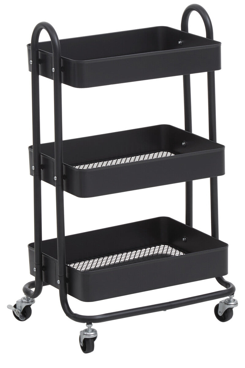 Acero Black Metal Three Tier Trolley