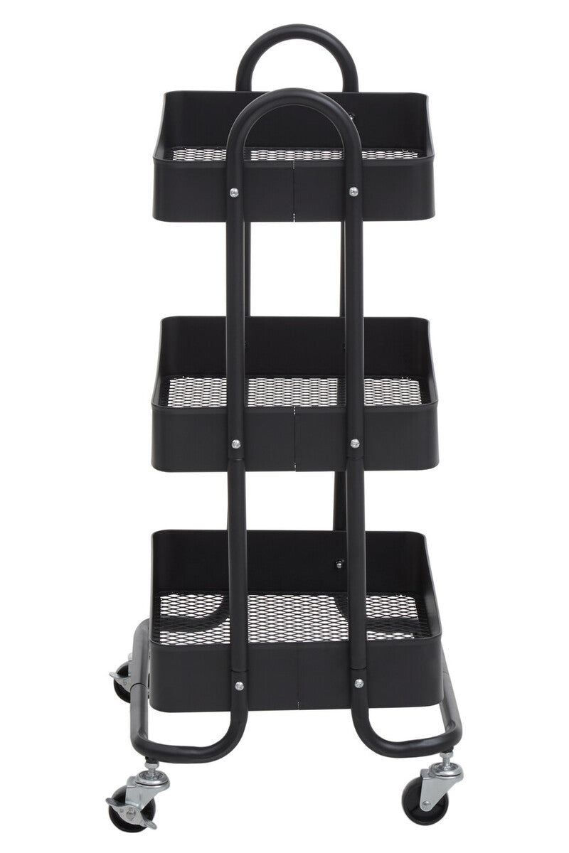 Acero Black Metal Three Tier Trolley
