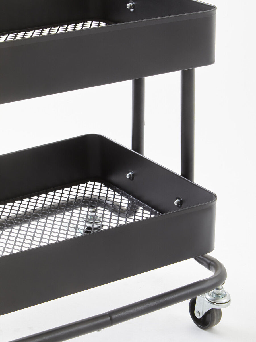 Acero Black Metal Three Tier Trolley