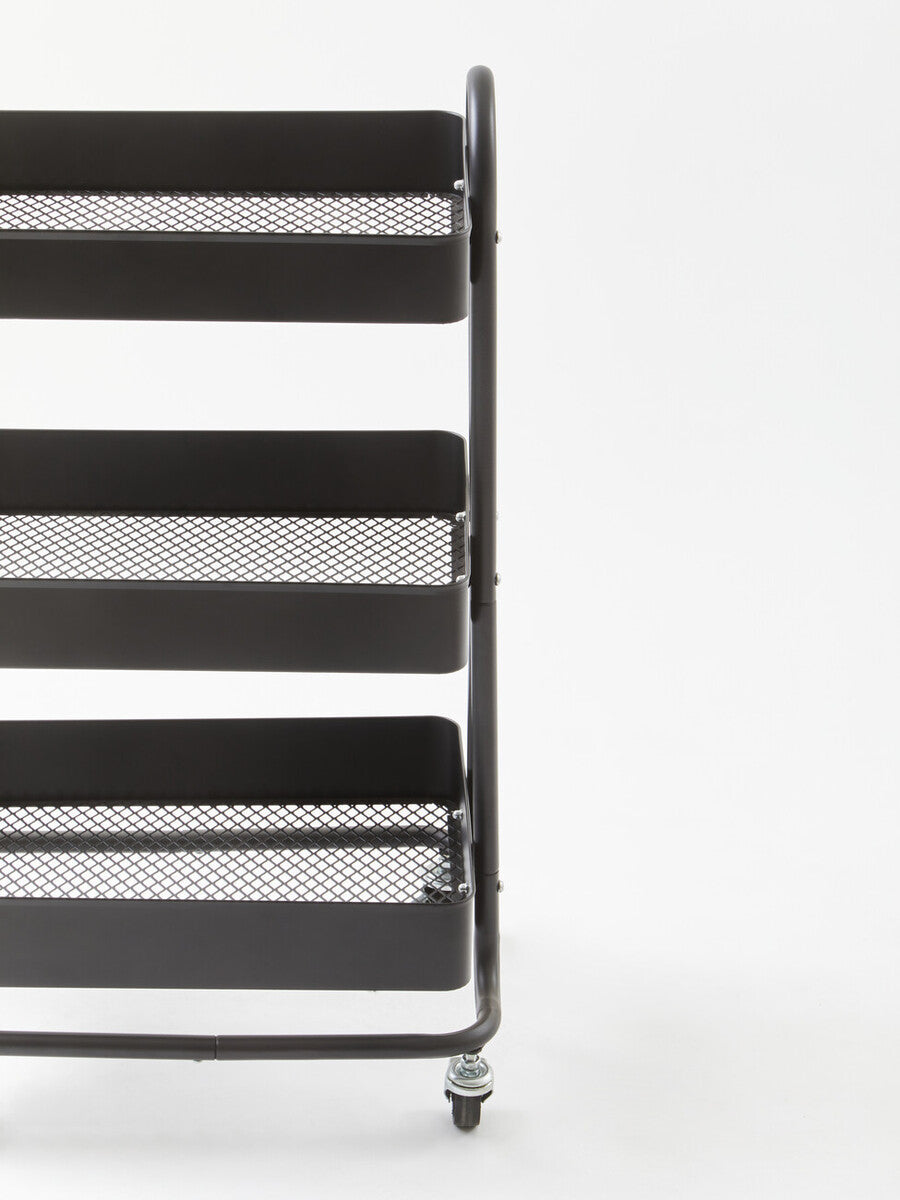 Acero Black Metal Three Tier Trolley