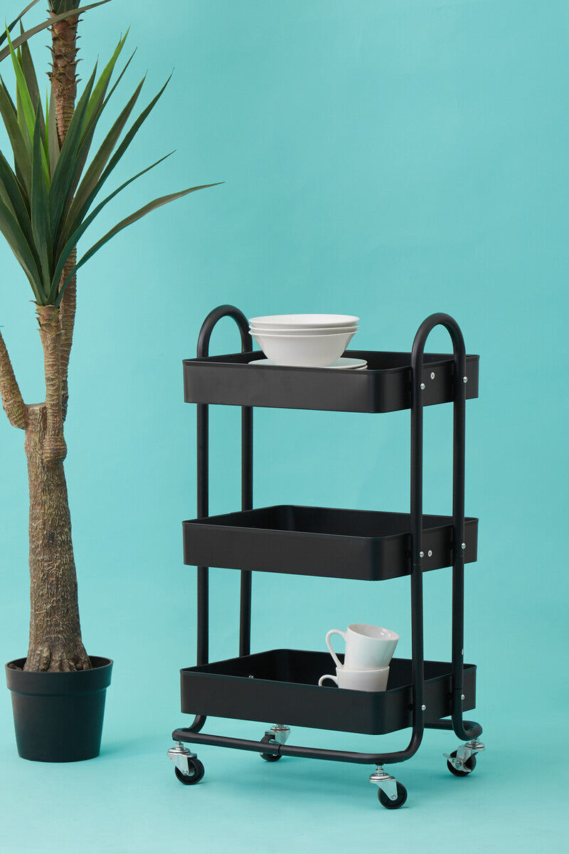 Acero Black Metal Three Tier Trolley