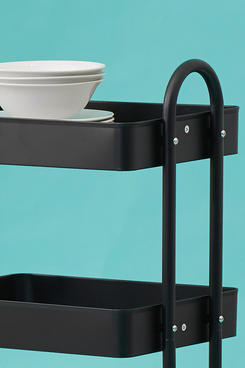 Acero Black Metal Three Tier Trolley