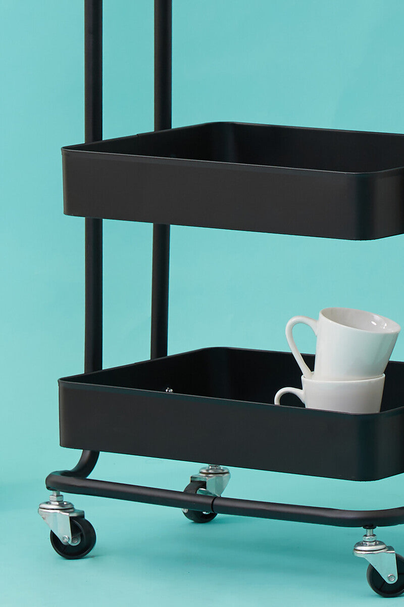 Acero Black Metal Three Tier Trolley