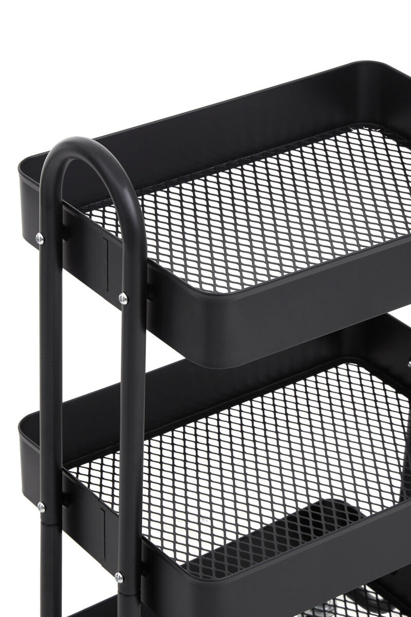 Acero Black Metal Three Tier Trolley