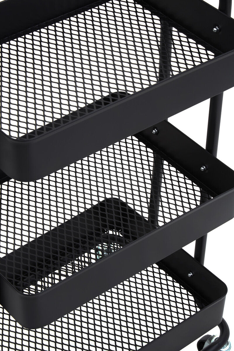 Acero Black Metal Three Tier Trolley