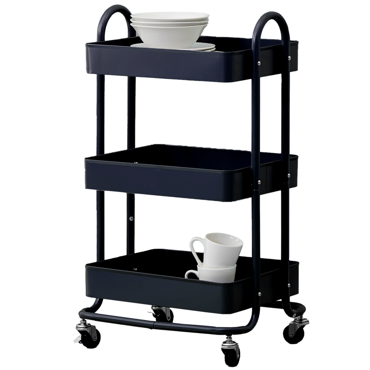Acero Black Metal Three Tier Trolley