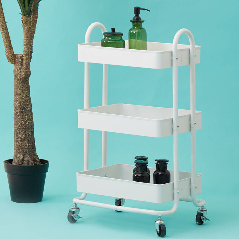 Acero White Metal Three Tier Trolley