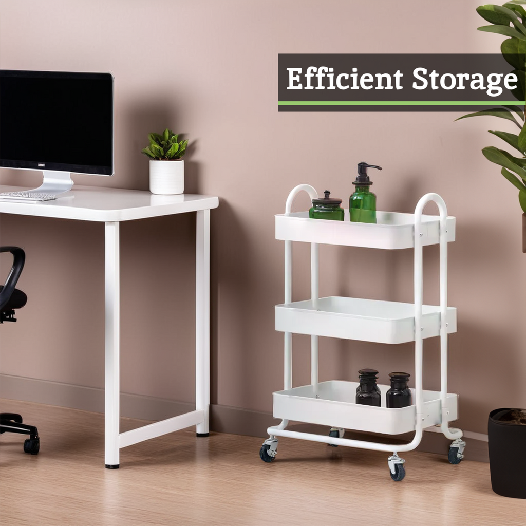 Acero White Metal Three Tier Trolley