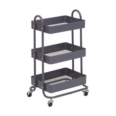 Acero Grey Metal Three Tier Trolley