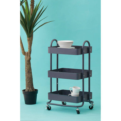 Acero Grey Metal Three Tier Trolley