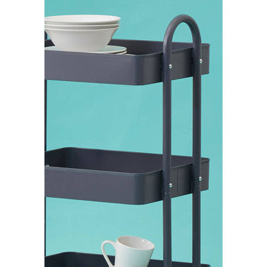 Acero Grey Metal Three Tier Trolley