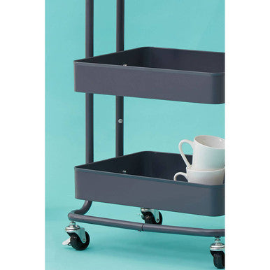 Acero Grey Metal Three Tier Trolley
