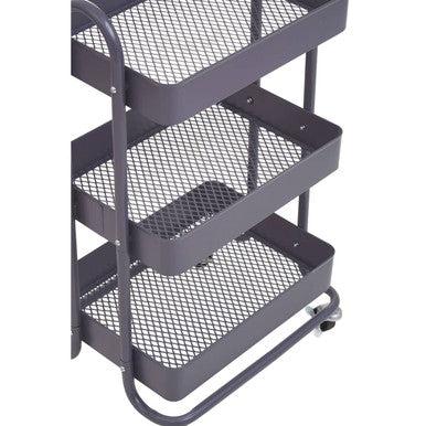 Acero Grey Metal Three Tier Trolley