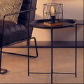 Acero Black Metal Round Side Table with Cross Base