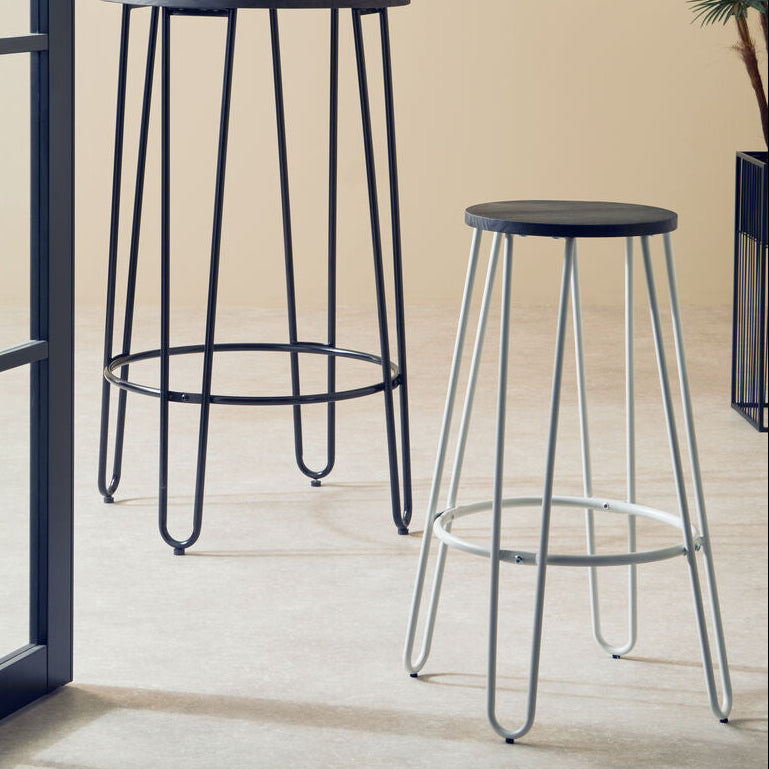 District White Finish Metal Frame Bar Stool
