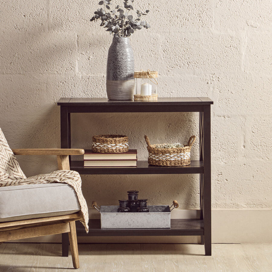 Heritage Two Shelf Black Bookcase